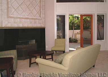 Naples Florida Vacation Homes | Sorrento Home: Great Room and Fireplace